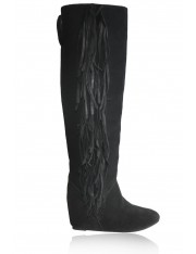 BLUES SUEDE FRINGED BOOTS JET BLACK