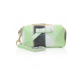 BEBE HAND-PAINTED LEATHER BAG SILVERY LIME