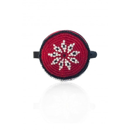 BEADED STAR HAIR CLIP RUBY RED