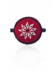 BEADED STAR HAIR CLIP RUBY RED