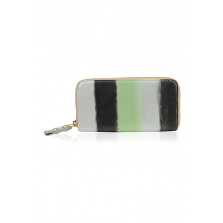 ISABELLA WALLET HAND-PAINTED LEATHER SILVERY LIME