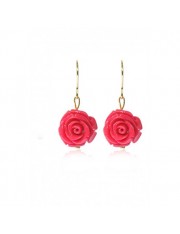 BLOOM COLLECTION: ROSE EARRINGS SATIN RED