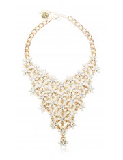 FLEUR STATEMENT NECKLACE WHITE - Sold Out