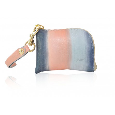 ISABELLA POUCHETTE HAND-PAINTED LEATHER SILVERY PEACH