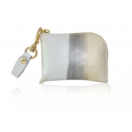 ISABELLA POUCHETTE HAND-PAINTED LEATHER SILVERY LEMON
