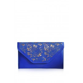 AVENALL FAUX LEATHER LASER-CUT CLUTCH ELECTRIC BLUE - Sold Out