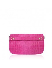 NIKI EMBOSSED LEATHER CLUTCH MAGENTA
